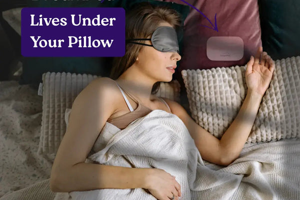 DreamPod pillow speaker on a bed — best pillow speaker for sleep UK