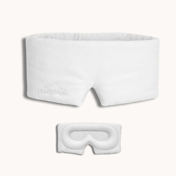 DreamMask (White) (Luxury 100% Blackout Sleep Mask | Bamboo Silk | 3D Memory Foam) SleepyDeepy - Sleep Aids For Deeper Sleep