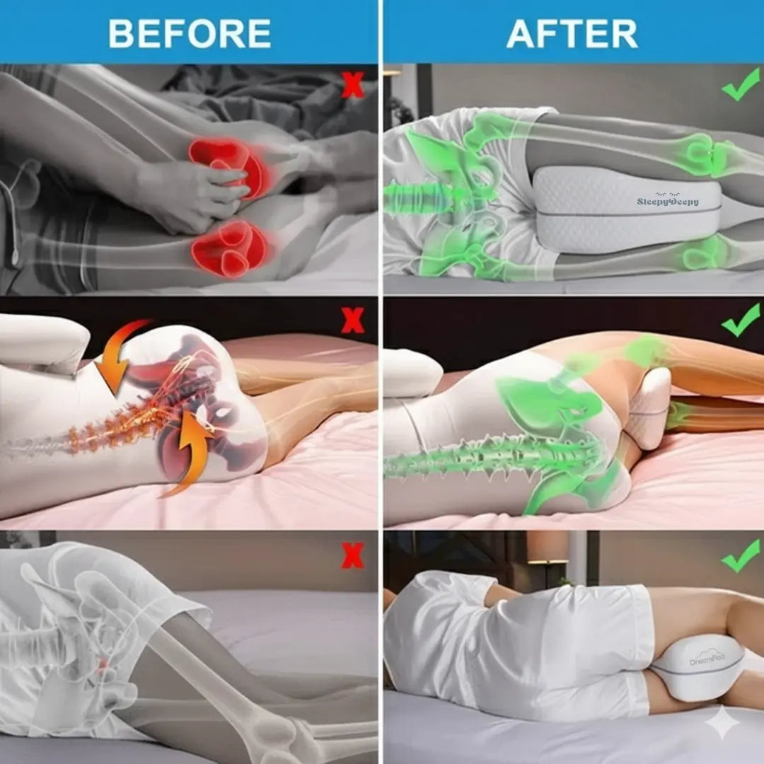 DreamPad - Ergonomic, Contoured Memory Foam Knee Pillow For Sleeping SleepyDeepy - Sleep Aids For Deeper Sleep