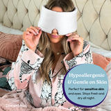 DreamMask (White) (Luxury 100% Blackout Sleep Mask | Bamboo Silk | 3D Memory Foam) SleepyDeepy - Sleep Aids For Deeper Sleep