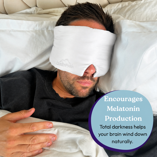 DreamMask (White) (Luxury 100% Blackout Sleep Mask | Bamboo Silk | 3D Memory Foam) SleepyDeepy - Sleep Aids For Deeper Sleep