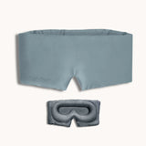 Gray sleep mask and eye pillow on a white background