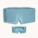 Blue sleep mask and eye mask on a white background