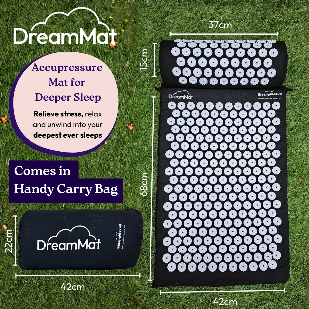 DreamMat - Acupressure Matt to Alleviate Stress, Improve Circulation, Beat Back Pain, and Promote Better Sleep SleepyDeepy - Sleep Aids For Deeper Sleep