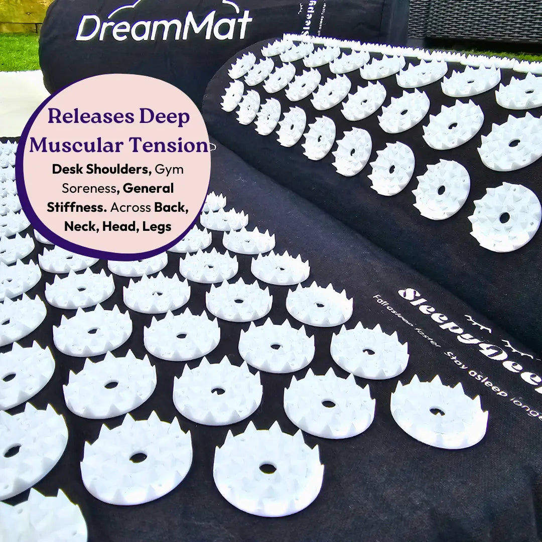 DreamMat - Acupressure Matt to Alleviate Stress, Improve Circulation, Beat Back Pain, and Promote Better Sleep SleepyDeepy - Sleep Aids For Deeper Sleep