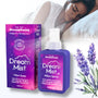 Dream Mist pillow spray with packaging and lavender flowers on a white background
