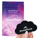 SleepyDeepy DreamTape packaging with a black cloud-shaped tape on a white background